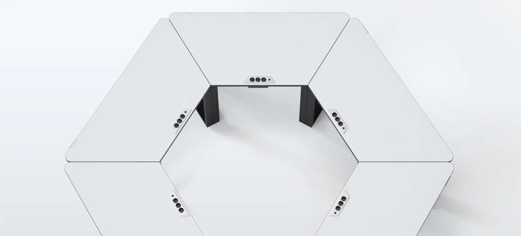 Bureau trapézoïdal Smart Office avec plateau en panneau de particules mélaminé