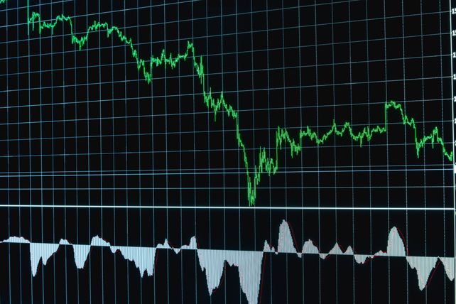 Detailed financial chart showing a downward trend, ideal for economics and stock market analysis.
