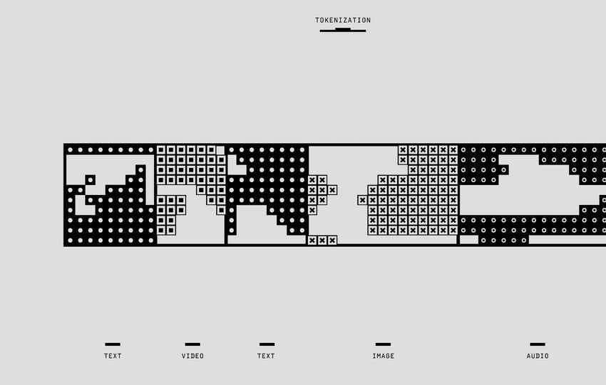 Black and white abstract design illustrating the concept of tokenization.